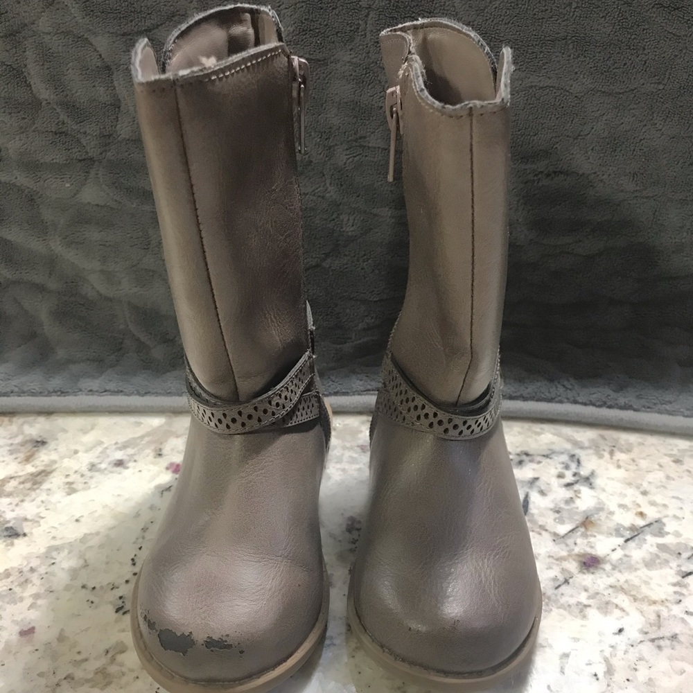 Girl adorable tan tall boots